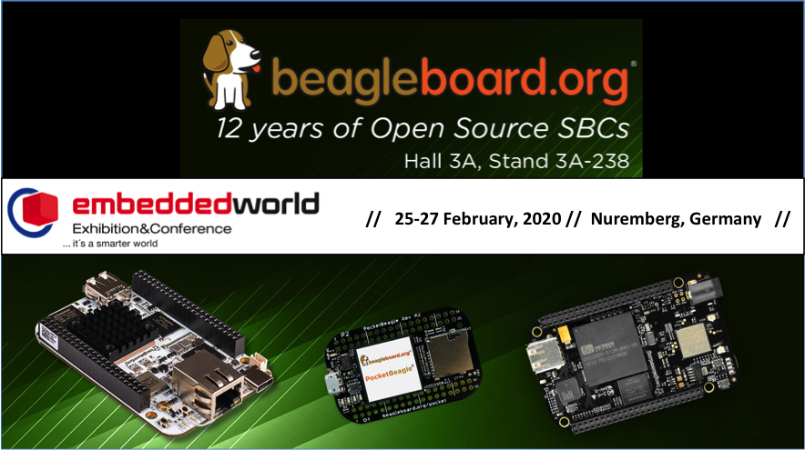 BeagleBoard.org at Embedded World 2020 Booth 3A-238
